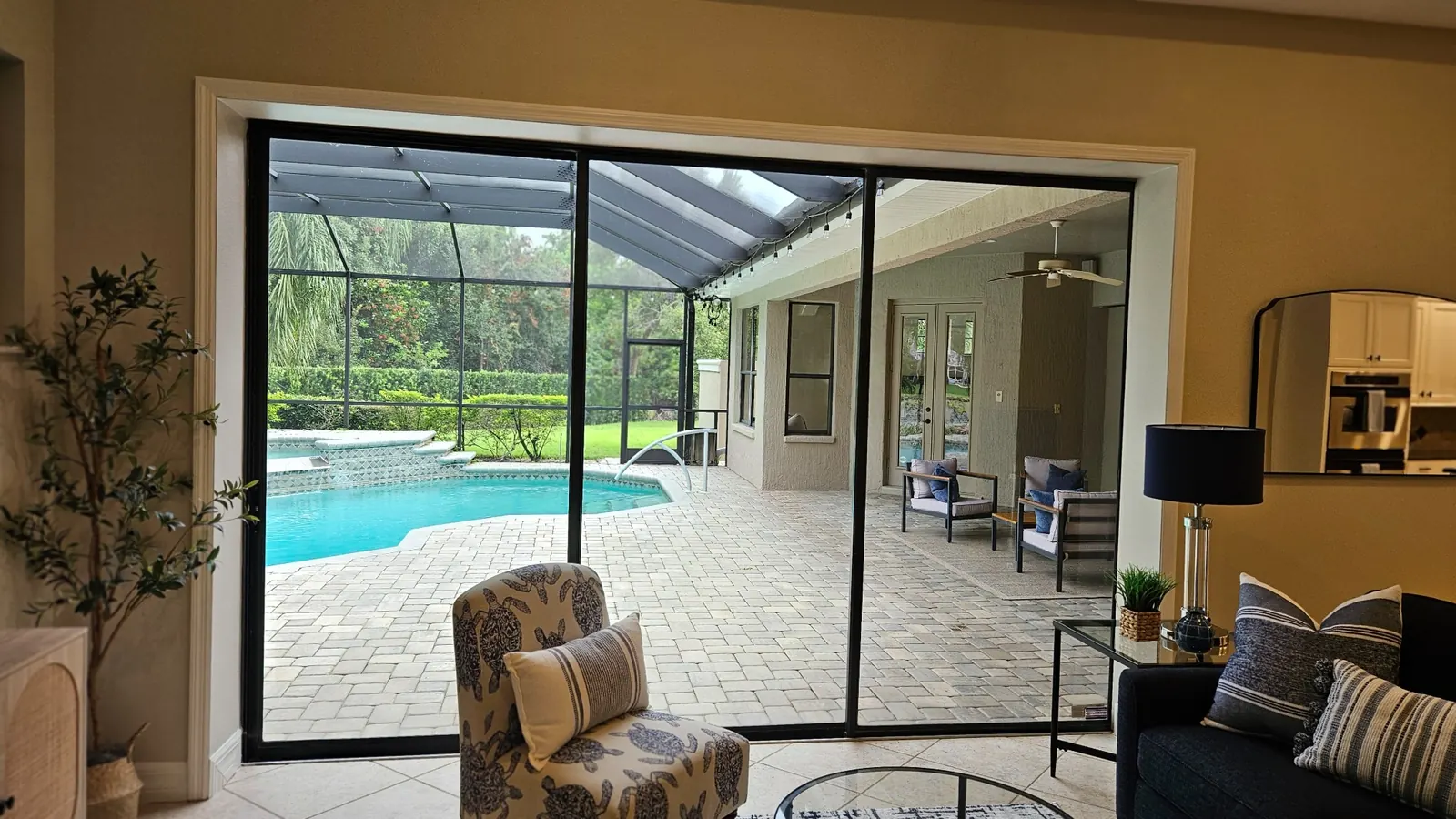 Before and after sliding glass door cleaning Sarasota